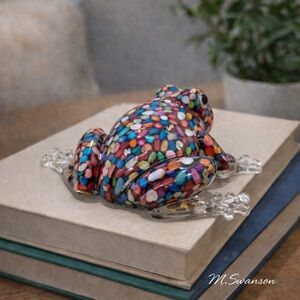 NEW Multicolor Gemstone Acrylic Frog Figurine – Decorative Desk & Shelf Accents